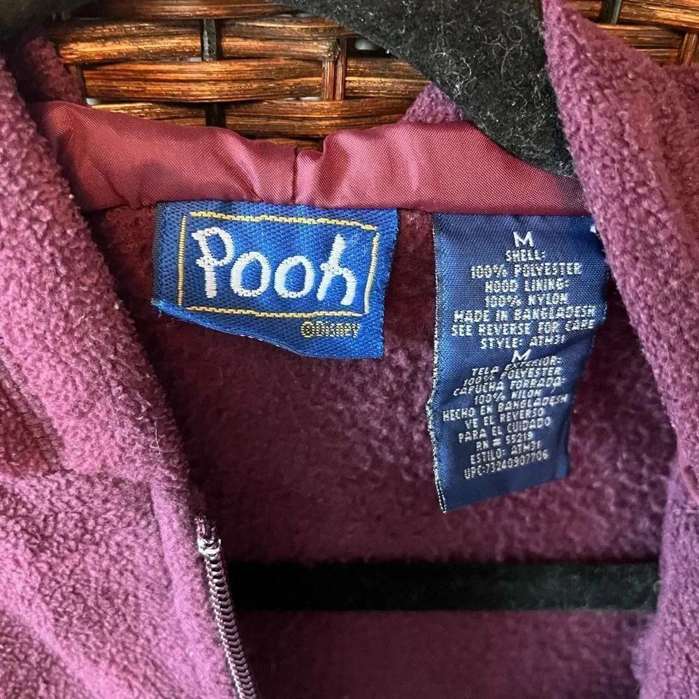 Winnie The Pooh purple Hoodie Womens M 1/4 Zip Pullover Piglet Falling Leaves - Picture 3 of 5